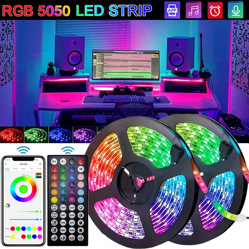 USB LED Strip Lights RGB 5050 Led Light Bluetooth App Control Flexible LED Lamp Ribbon For Room Decor TV BackLight Diode Tape Zarorat