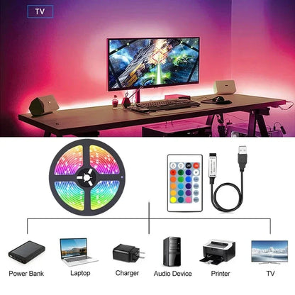 USB LED Strip Lights RGB 5050 Led Light Bluetooth App Control Flexible LED Lamp Ribbon For Room Decor TV BackLight Diode Tape Zarorat