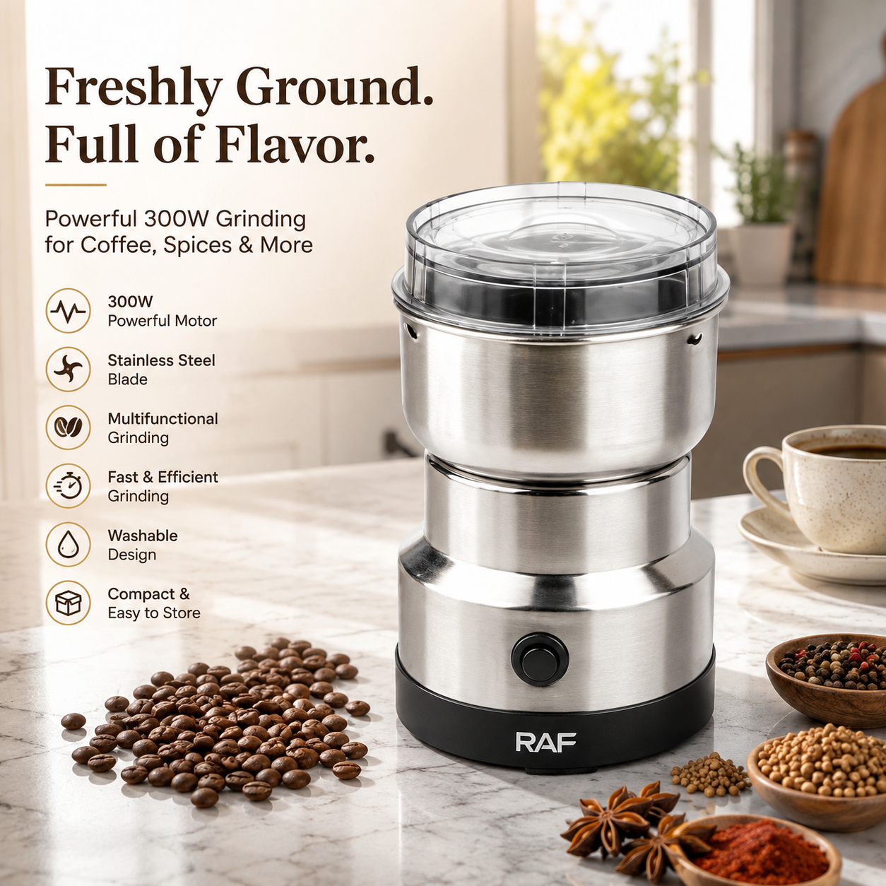 RAF 300W Electric Coffee & Masala Grinder