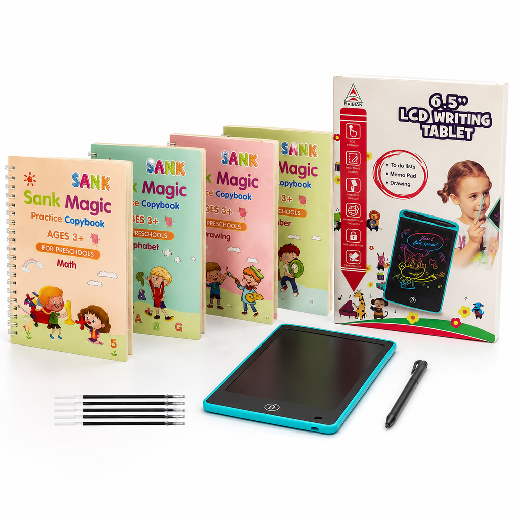 Sank Magic Copy Book + 6.5 Inch LCD Writing Tablet Bundle