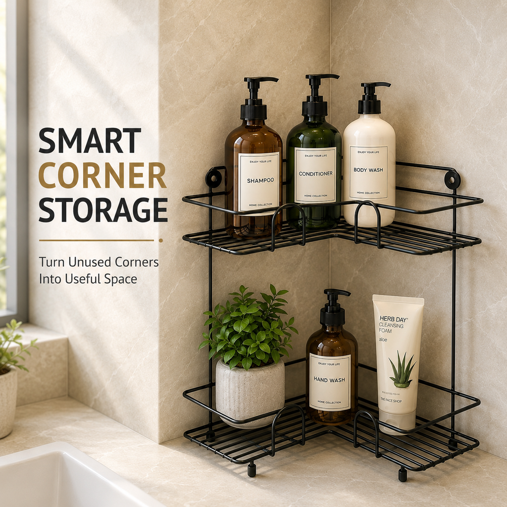 Metal Double Corner Bathroom Shelf