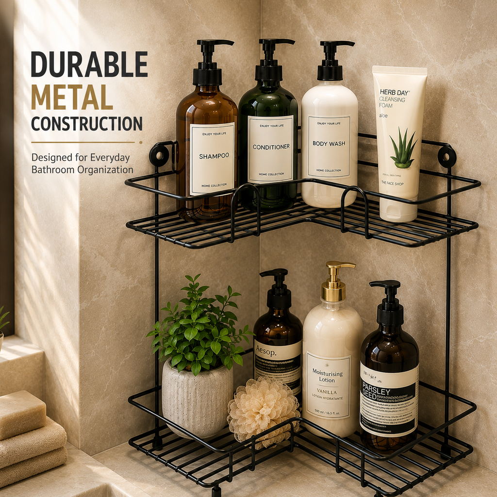 Metal Double Corner Bathroom Shelf