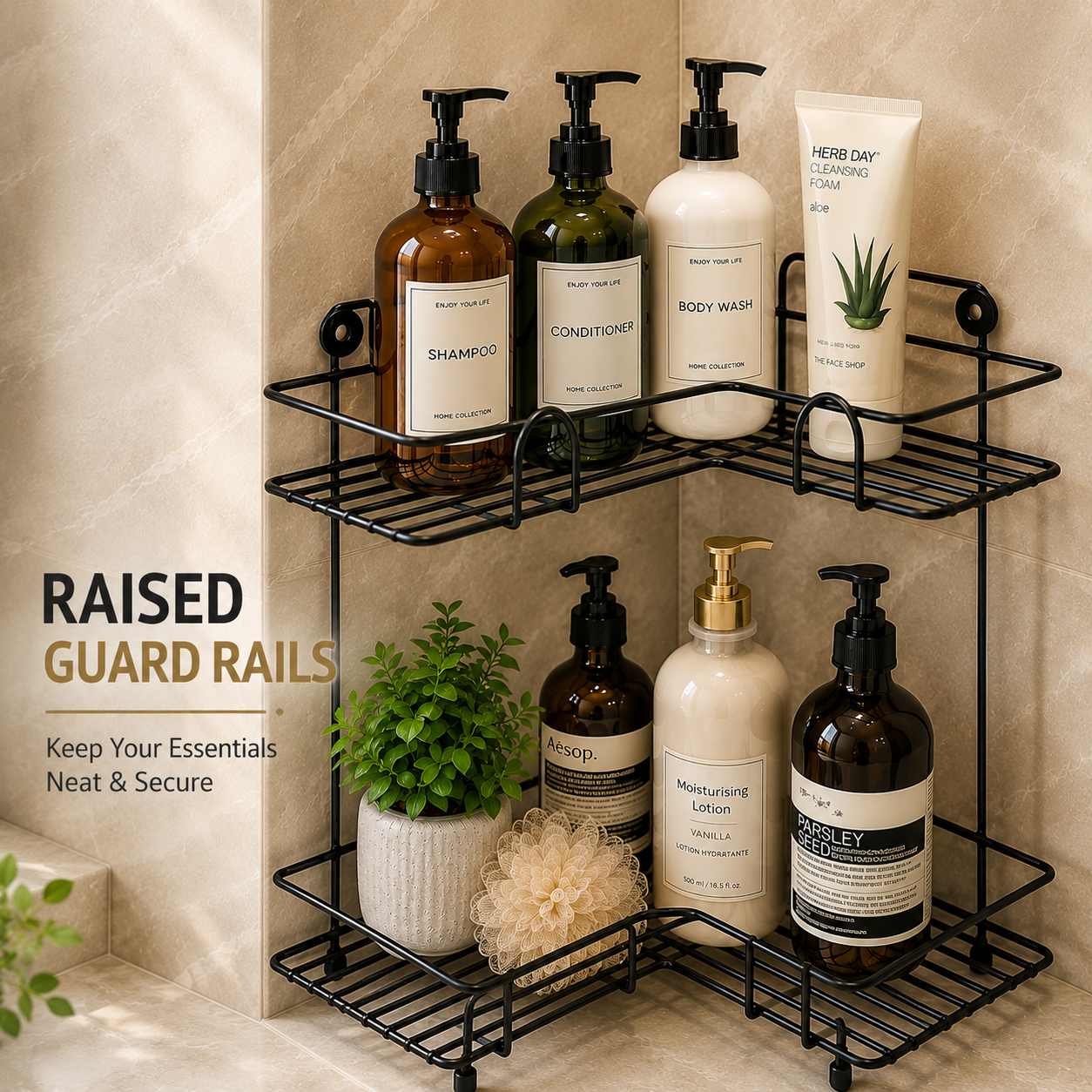 Metal Double Corner Bathroom Shelf