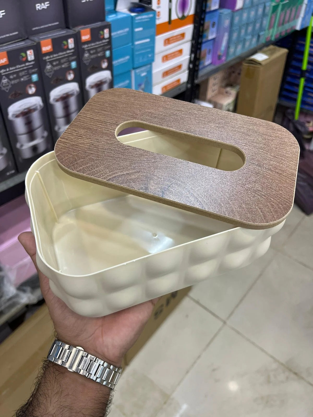 Bubble Tissue Box with Wooden Holder - Decorative Tissue Case
