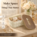 Bubble Tissue Box with Wooden Holder - Decorative Tissue Case